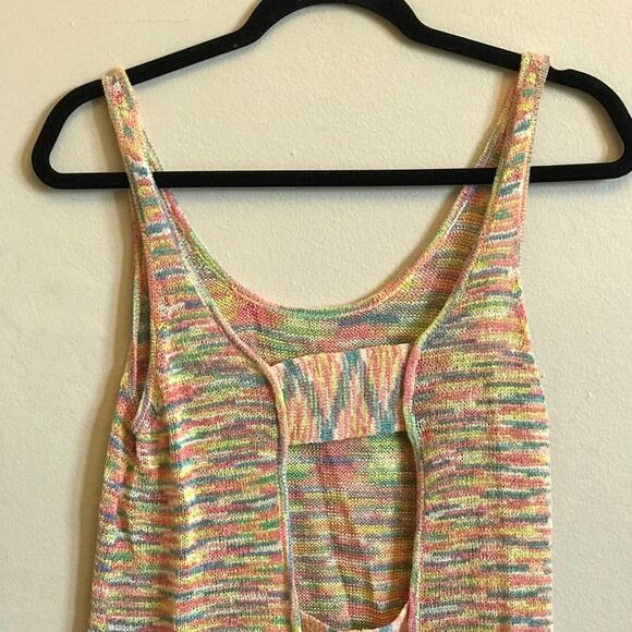 O’Neill M tank top yellow blue fringe cut out bohemian summer vacation casual - Picture 6 of 7